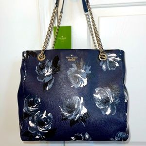 Kate Spade Briar Lane Night Blue Roses Print Purse/Satchel